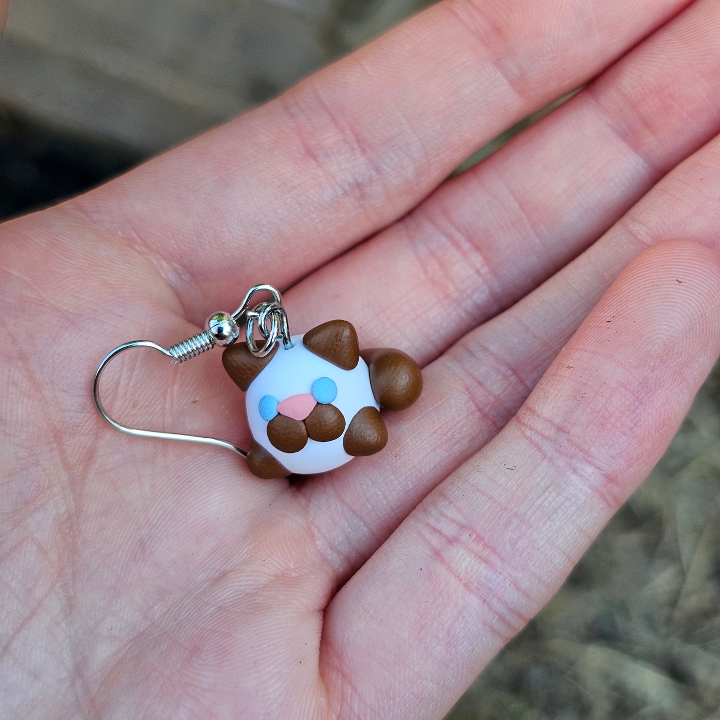 Siamese Cat Clay Earring