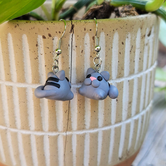 Gray Tabby Cat Earring