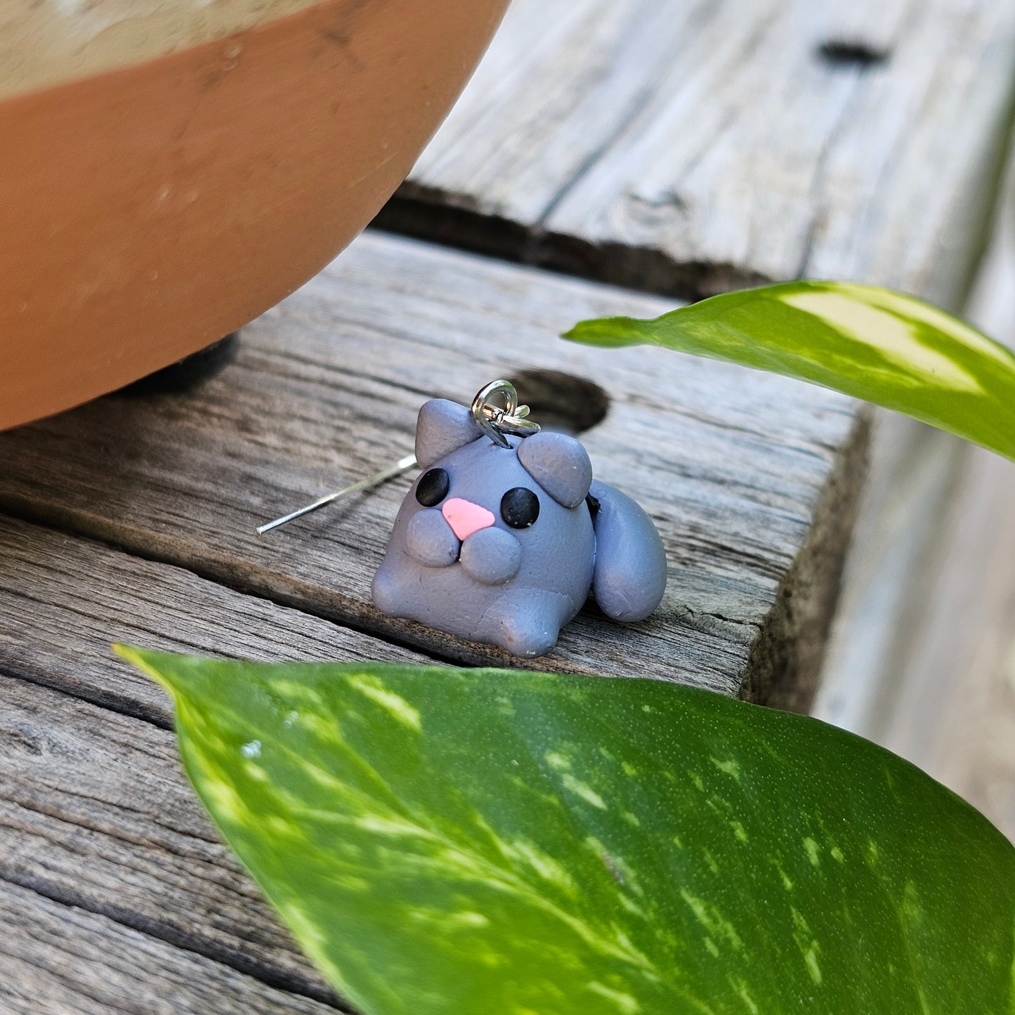 Gray Tabby Cat Earring