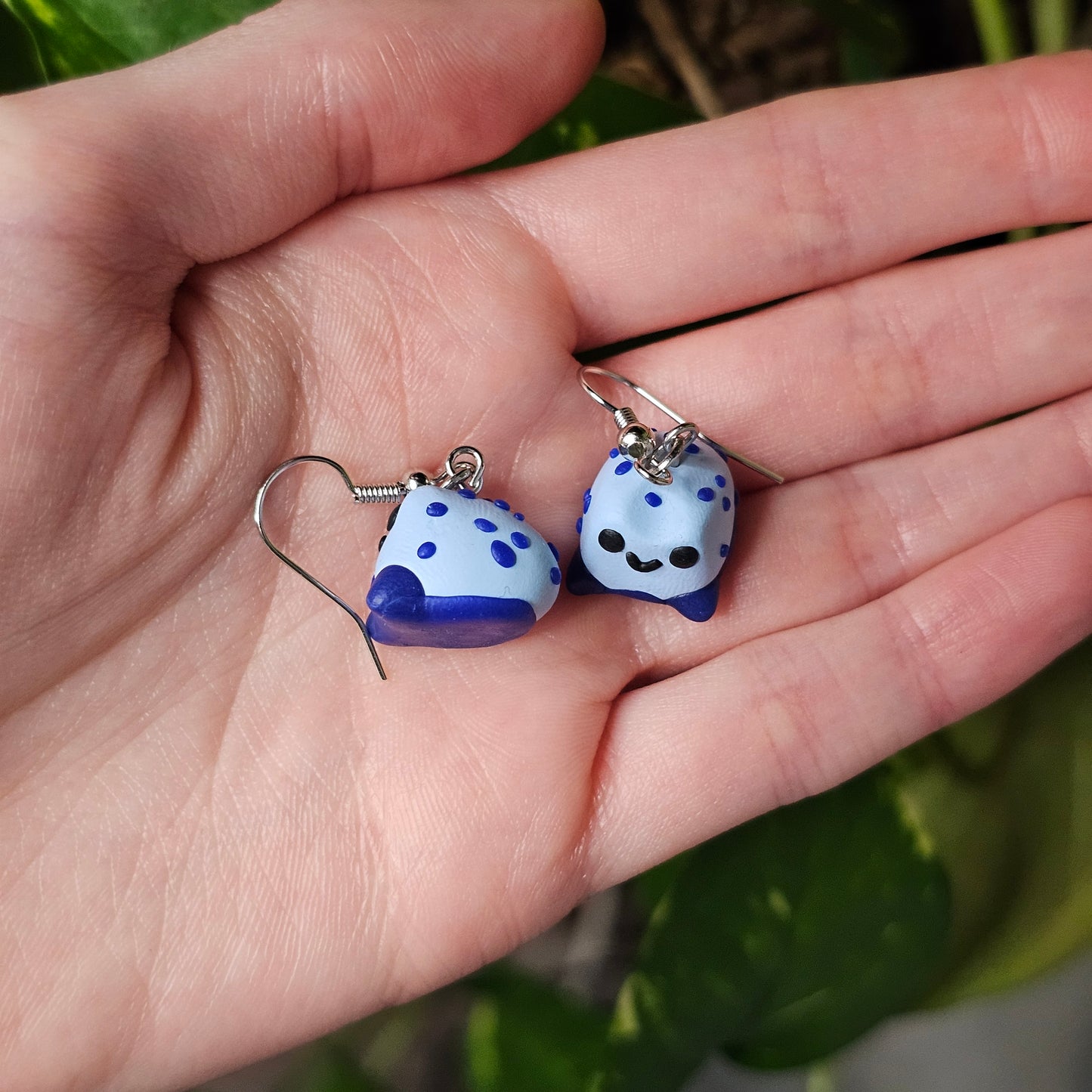 Blue Dart Frog Earrings