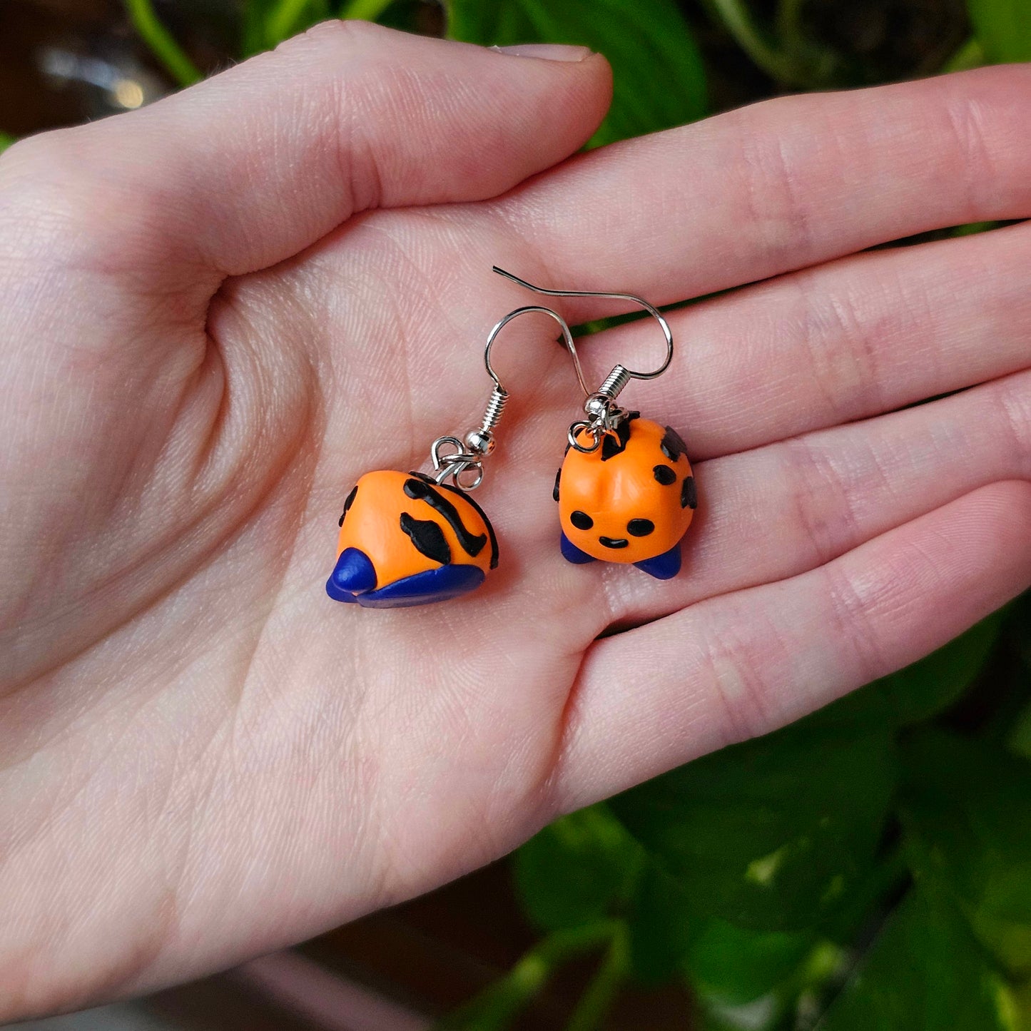 Orange Dart Frog Earrings