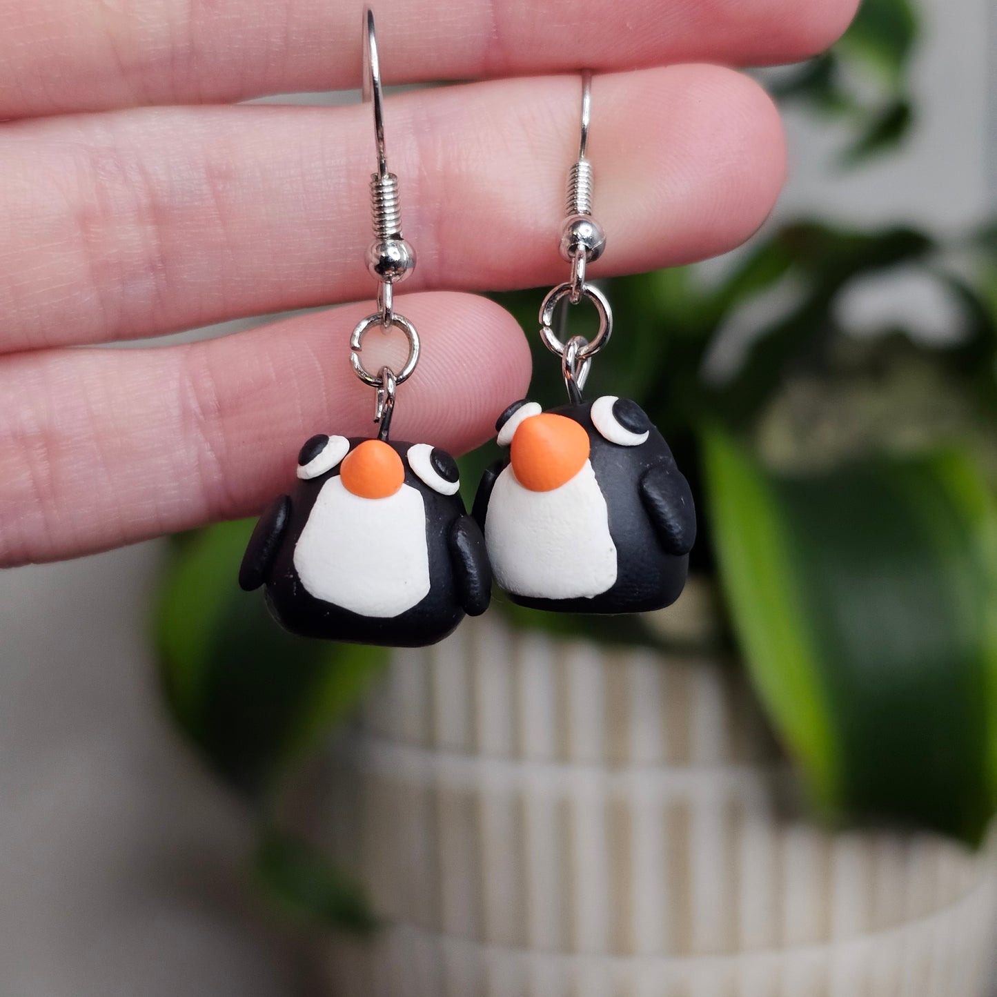 Penguin Clay Earrings