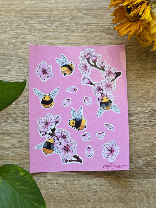 Sakura Bees Sticker Sheet
