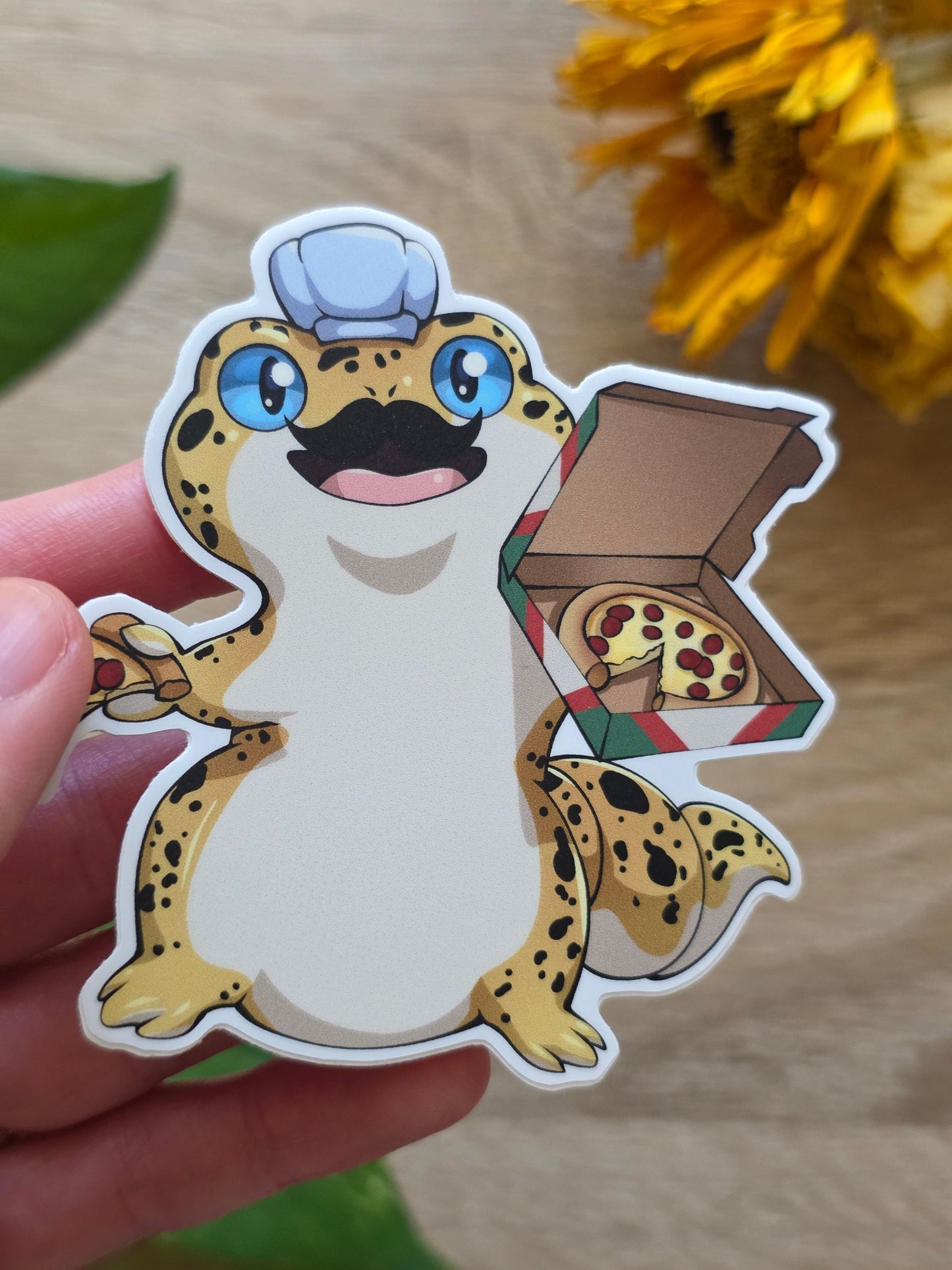 Pizza Gecko Vinyl Sticker