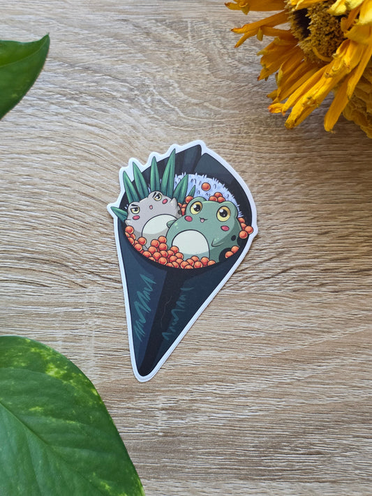 Cone Sushi Frog Vinyl Sticker